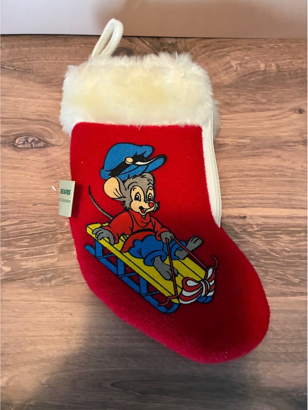 Vintage 1986 An American Tail Fievel Mouse Christmas Stocking Sears McDonald's
